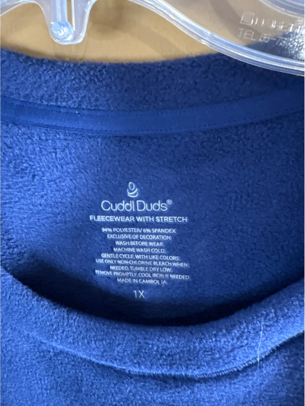 HC1198 Cuddl Dud Blue Fleecewear with Stretch Long Sleeve Pullover Shirt Size 1X